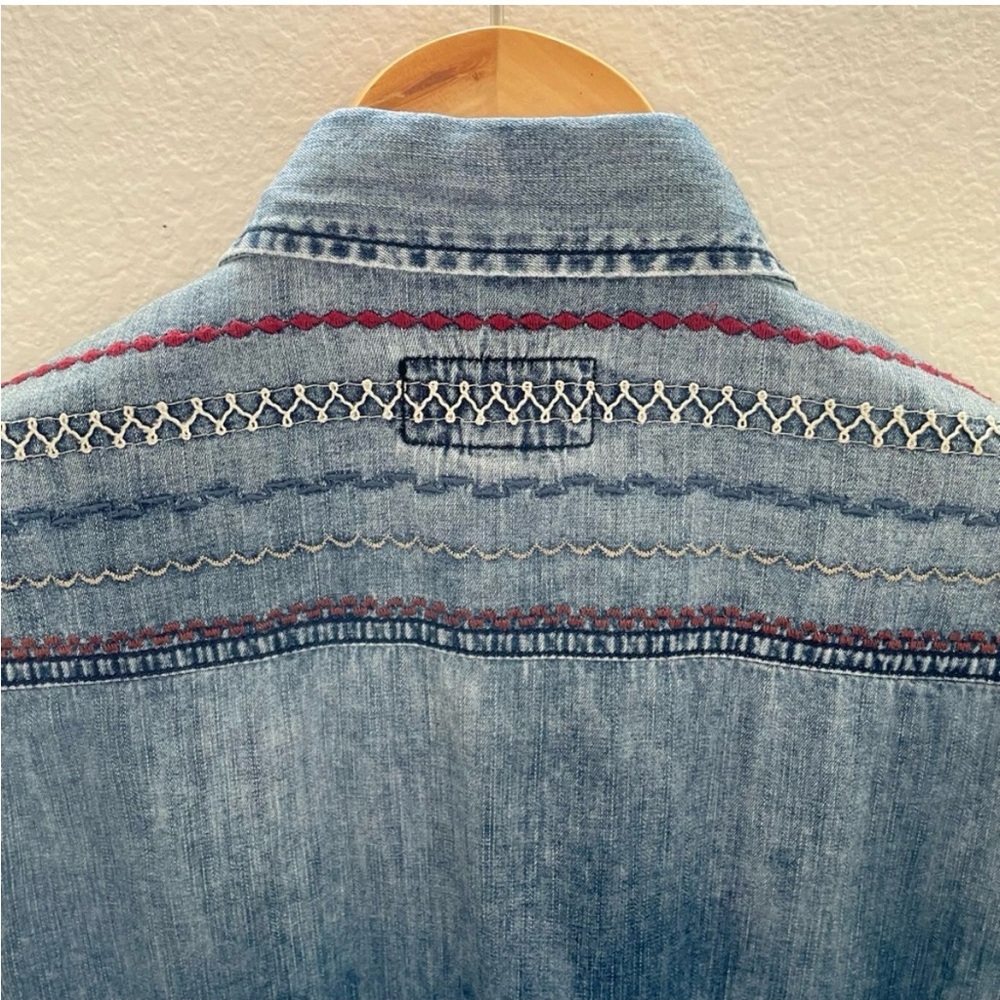 Current/Elliott Blue Denim Button-Down Shirt - Picture 4 of 11
